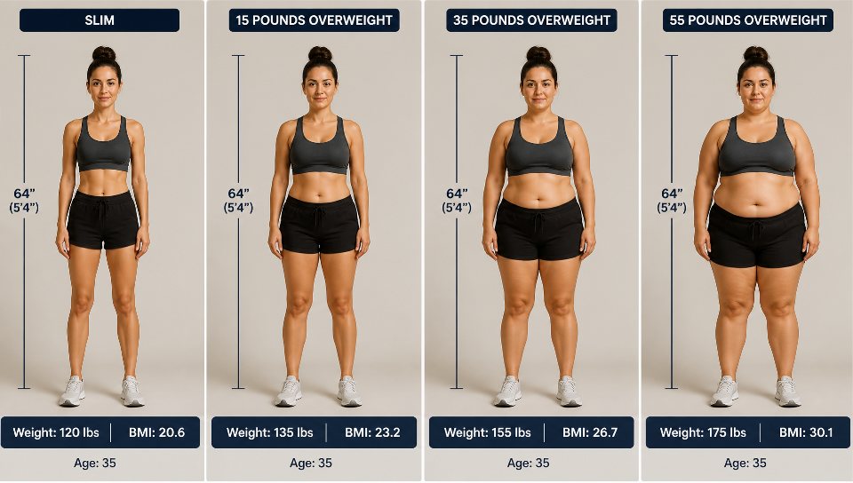 female BMI images based on weight