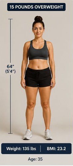 female BMI image based on weight