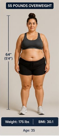 female BMI image based on weight
