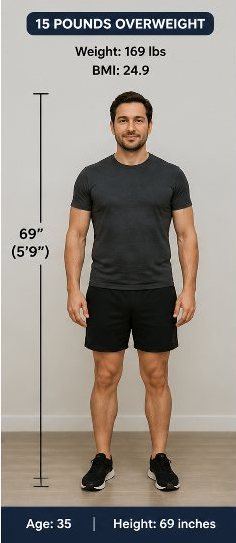 male BMI image based on weight